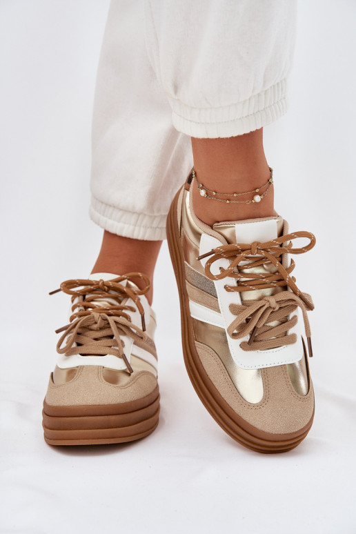 Tenisky  s platformou Z Podwójnym m se vzory leopardí kožešiny zlaté barvy Niteria