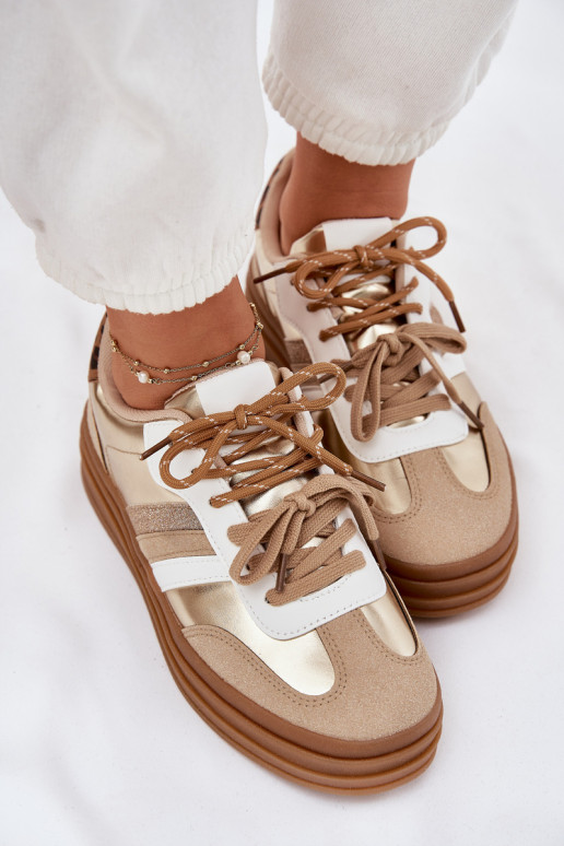 Tenisky  s platformou Z Podwójnym m se vzory leopardí kožešiny zlaté barvy Niteria