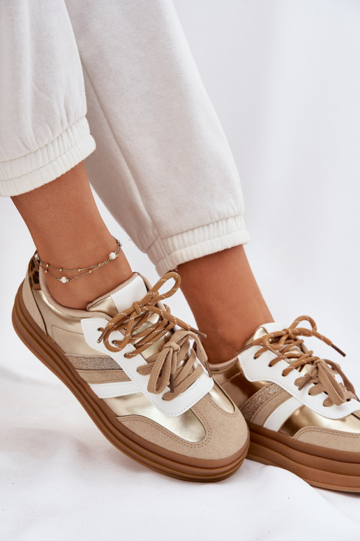 Tenisky  s platformou Z Podwójnym m se vzory leopardí kožešiny zlaté barvy Niteria