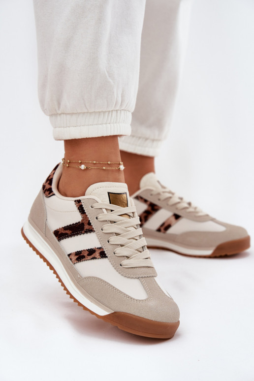  Tenisky  se vzory leopardí kožešiny béžové Rulaana