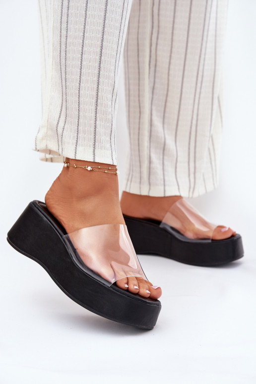 Dámské pantofle Z Transparentnym em  Černé Meltiana