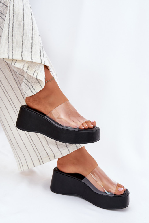 Dámské pantofle Z Transparentnym em  Černé Meltiana