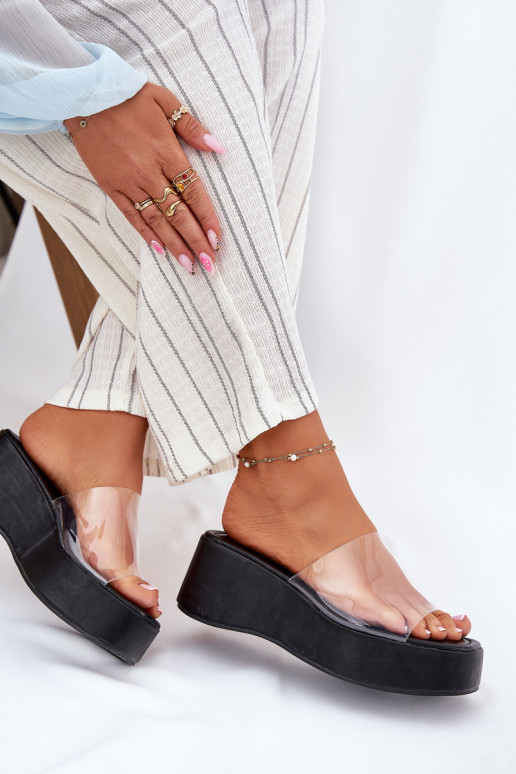 Dámské pantofle Z Transparentnym em  Černé Meltiana