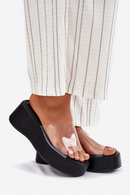 Dámské pantofle Z Transparentnym em  Černé Meltiana