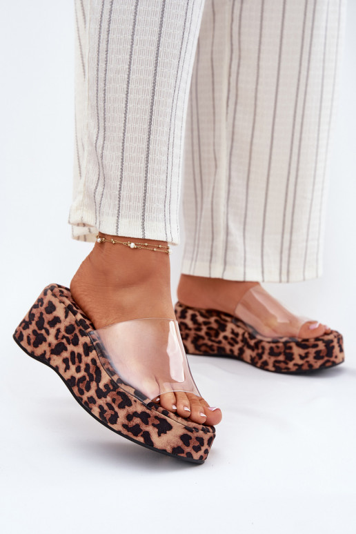 Dámské pantofle Z Transparentnym em  se vzory leopardí kožešiny Meltiana