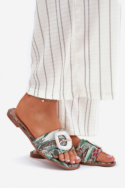 Ploché boty Dámské pantofle zdobené s přezkami různé barvy Clariola