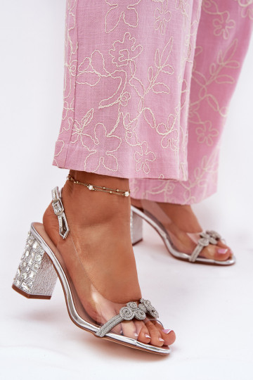 Žabky s podpatky D&A MR51-705 stříbrné barvy 2