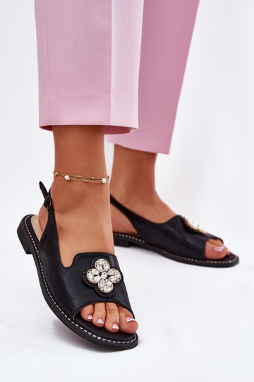 Dámské sandály s širokými podpatky  Detalem S.Barski KV51-080 Černé