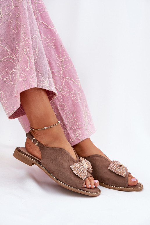 Dámské sandály se stuhami s širokými podpatky S.Barski KV51-014 béžové Dámské sandály se stuhami s širokými podpatky S.Barski KV51-014 béžové