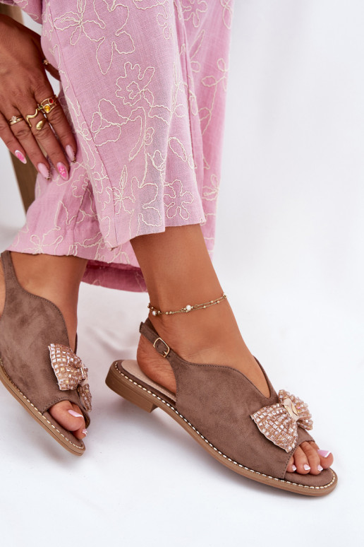 Dámské sandály se stuhami s širokými podpatky S.Barski KV51-014 béžové Dámské sandály se stuhami s širokými podpatky S.Barski KV51-014 béžové