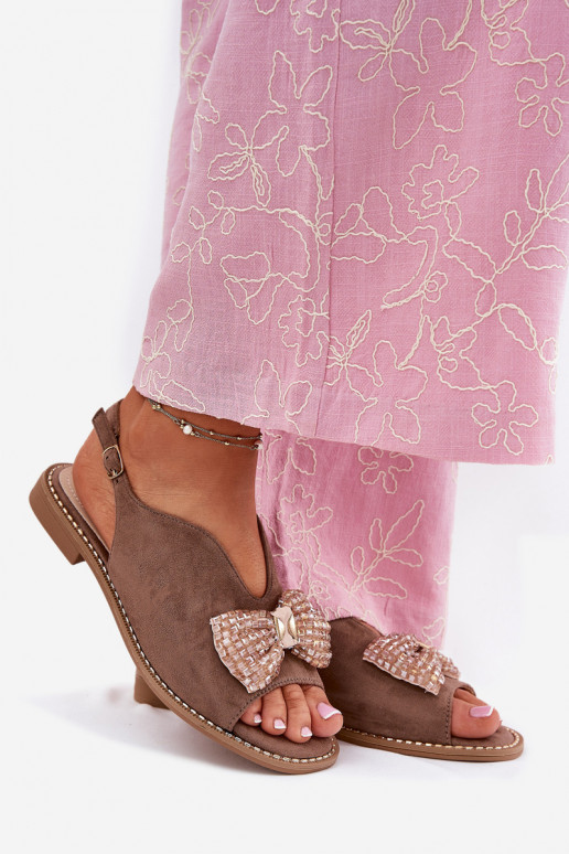 Dámské sandály se stuhami s širokými podpatky S.Barski KV51-014 béžové Dámské sandály se stuhami s širokými podpatky S.Barski KV51-014 béžové