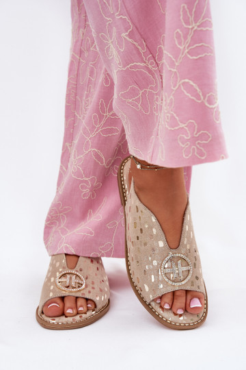 Dámské sandály s širokými podpatky s ornamenty S.Barski KV51-094 zlaté barvy 2