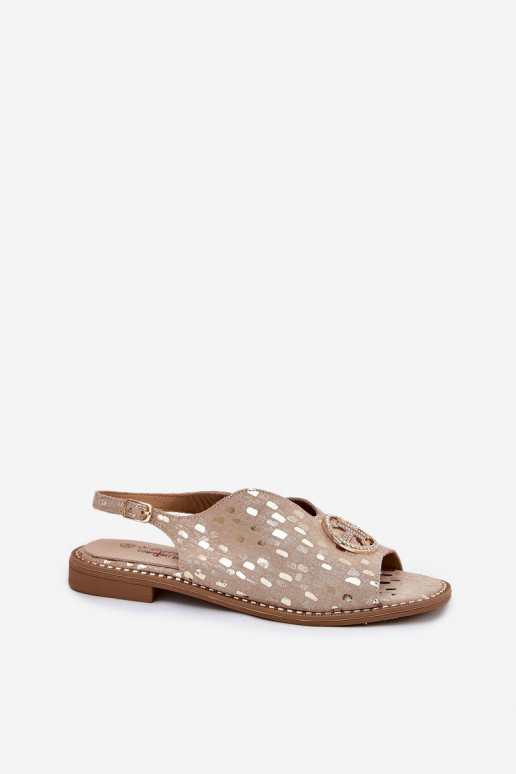 Dámské sandály s širokými podpatky s ornamenty S.Barski KV51-094 zlaté barvy Dámské sandály s širokými podpatky s ornamenty S.Barski KV51-094 zlaté barvy