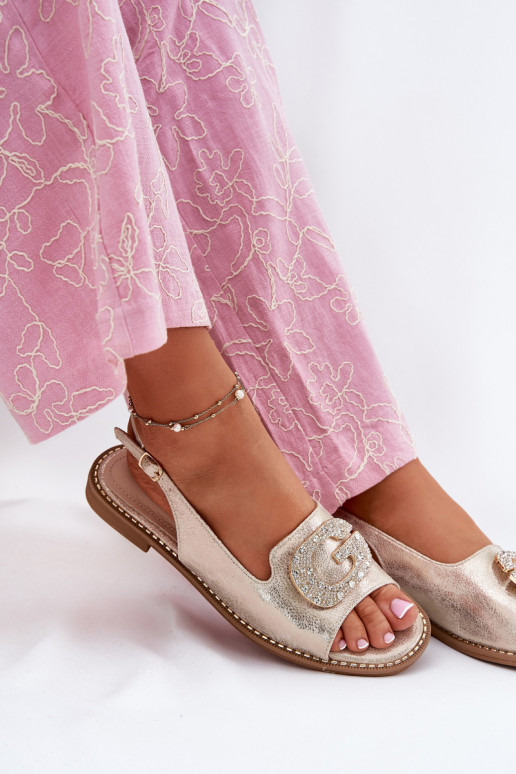 Dámské sandály  Detalem S.Barski KV51-081 zlaté barvy