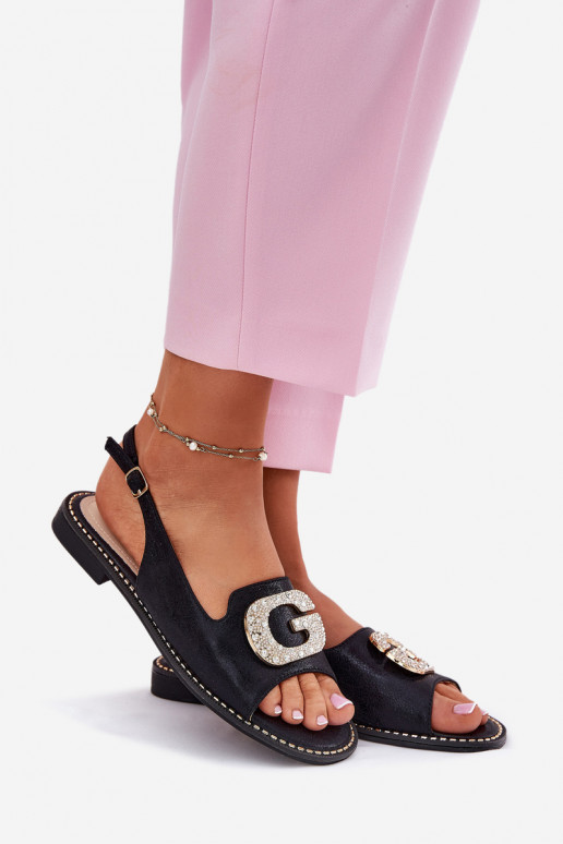 Dámské sandály  Detalem S.Barski KV51-081 Černé Dámské sandály  Detalem S.Barski KV51-081 Černé