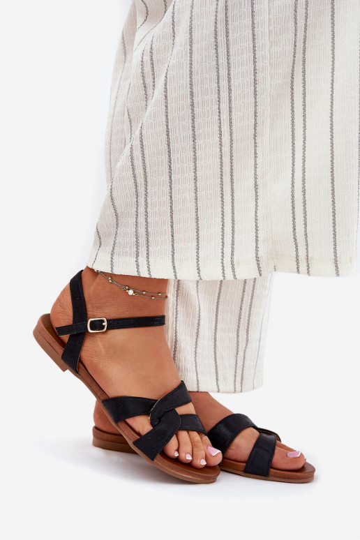 Ploché boty se třpytkami Dámské sandály S.Barski KV51-022 Černé Ploché boty se třpytkami Dámské sandály S.Barski KV51-022 Černé