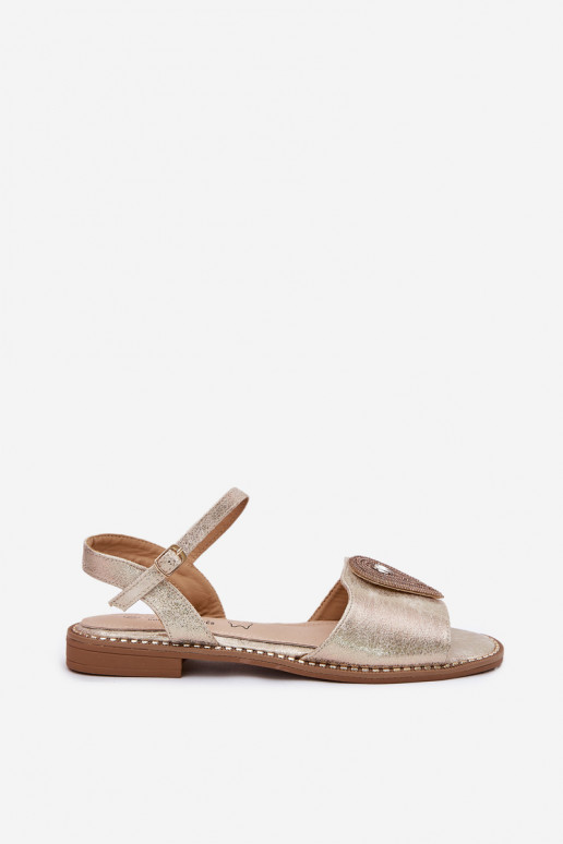 Dámské sandály s širokými podpatky s ornamenty S.Barski KV51-098 zlaté barvy Dámské sandály s širokými podpatky s ornamenty S.Barski KV51-098 zlaté barvy