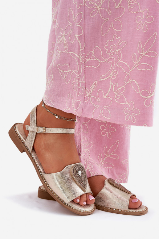 Dámské sandály s širokými podpatky s ornamenty S.Barski KV51-098 zlaté barvy Dámské sandály s širokými podpatky s ornamenty S.Barski KV51-098 zlaté barvy