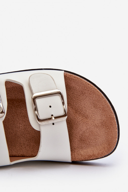 Dámské pantofle s přezkami bílé Oliena