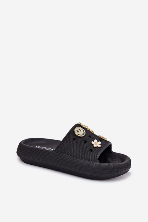 Dámské pantofle  Z Przypinkami Vinceza 76055 Černé