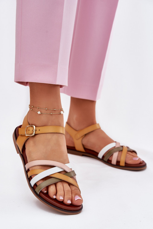 Dámské sandály Z Przeplatającymi Się Paskami Sergio Leone SK090H Žluté Dámské sandály Z Przeplatającymi Się Paskami Sergio Leone SK090H Žluté