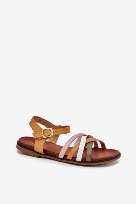 Dámské sandály Z Przeplatającymi Się Paskami Sergio Leone SK090H Žluté Dámské sandály Z Przeplatającymi Się Paskami Sergio Leone SK090H Žluté