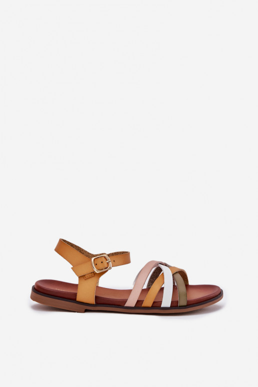 Dámské sandály Z Przeplatającymi Się Paskami Sergio Leone SK090H Žluté Dámské sandály Z Przeplatającymi Się Paskami Sergio Leone SK090H Žluté