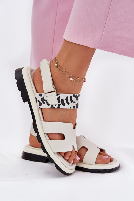 Dámské sandály  s širokými podpatky se vzory leopardí kožešiny Vinceza 66780 béžové Dámské sandály  s širokými podpatky se vzory leopardí kožešiny Vinceza 66780 béžové