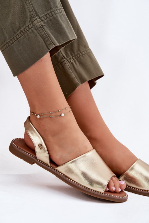 Dámské sandály s širokými podpatky Eko  zlaté barvy Dereka