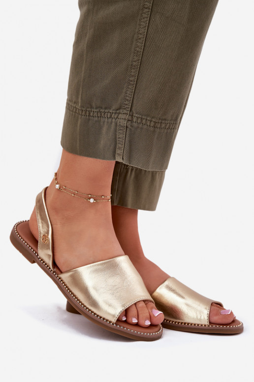 Dámské sandály s širokými podpatky Eko  zlaté barvy Dereka