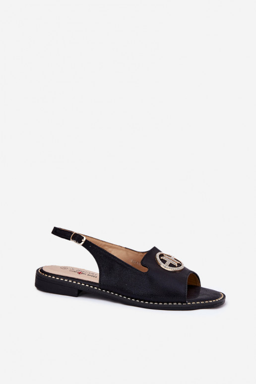 Dámské sandály s širokými podpatky s ornamenty S.Barski KV51-002 Černé Dámské sandály s širokými podpatky s ornamenty S.Barski KV51-002 Černé