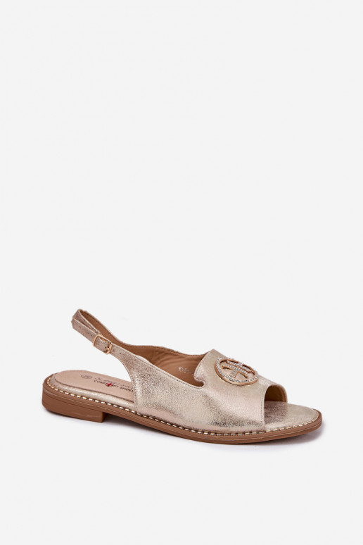 Dámské sandály s širokými podpatky s ornamenty S.Barski KV51-002 zlaté barvy Dámské sandály s širokými podpatky s ornamenty S.Barski KV51-002 zlaté barvy