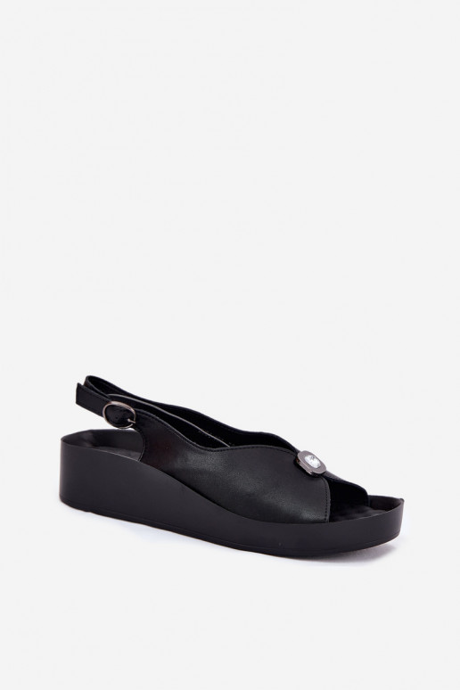 Dámské sandály   a platformou S.Barski KV51-020 Černé Dámské sandály   a platformou S.Barski KV51-020 Černé