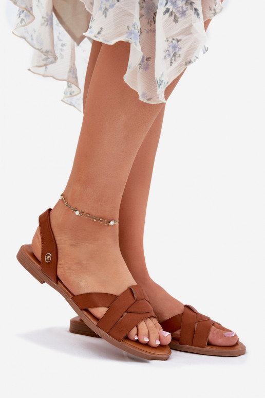 Ploché dámské sandály z ekologické kůže hnědáIlloria
