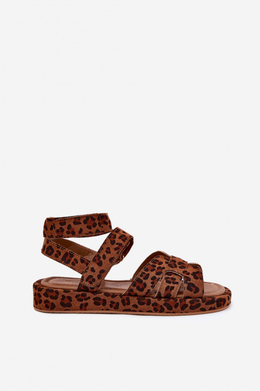 Dámské sandály Z s lepeným zapínánímami se vzory leopardí kožešiny Uvissa