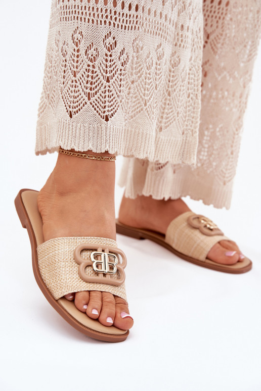 Ploché boty Dámské pantofle  Detalem béžové Nenitta