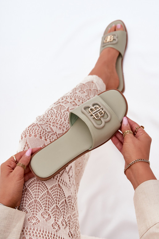 Ploché boty Dámské pantofle  Detalem zelené Nenitta