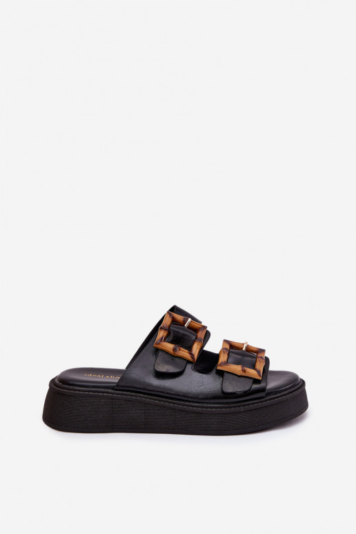 Eko Pantofle  s platformou s přezkami Černé Xanivia