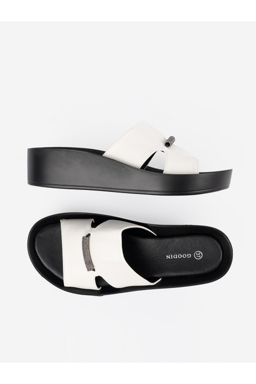 Bílá-Černé Pantofle  Bílá-Černé Pantofle