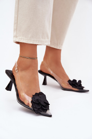  Žabky s tenkými podpatky   Černé Risalie