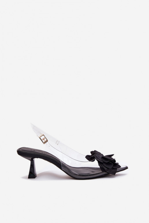 Žabky s tenkými podpatky   Černé Risalie  Žabky s tenkými podpatky   Černé Risalie