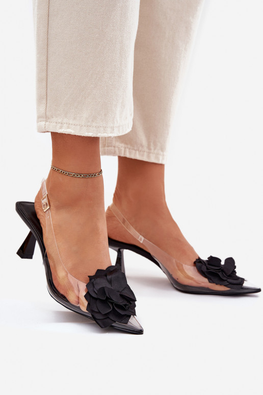 Žabky s tenkými podpatky   Černé Risalie  Žabky s tenkými podpatky   Černé Risalie