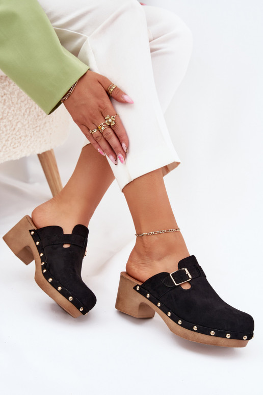 Pantofle   s podpatky s přezkami Černé Veldexina