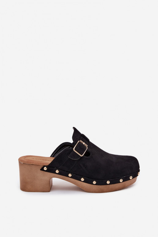 Pantofle   s podpatky s přezkami Černé Veldexina