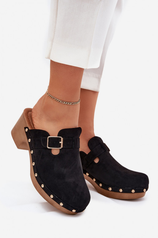 Pantofle   s podpatky s přezkami Černé Veldexina