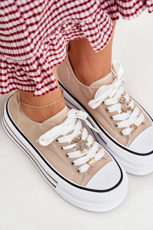 Ležérní obuv s platformou Ze zlaté barvymi Przypinkami béžové Fiorina Ležérní obuv s platformou Ze zlaté barvymi Przypinkami béžové Fiorina
