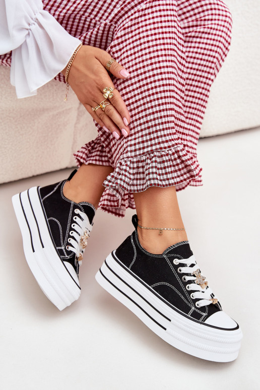 Ležérní obuv s platformou Ze zlaté barvymi Przypinkami Černé Fiorina Ležérní obuv s platformou Ze zlaté barvymi Przypinkami Černé Fiorina