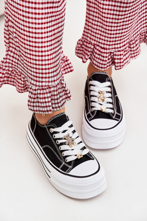 Ležérní obuv s platformou Ze zlaté barvymi Przypinkami Černé Fiorina Ležérní obuv s platformou Ze zlaté barvymi Przypinkami Černé Fiorina