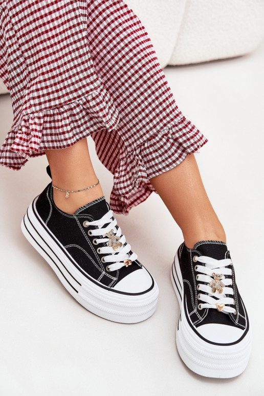 Ležérní obuv s platformou Ze zlaté barvymi Przypinkami Černé Fiorina Ležérní obuv s platformou Ze zlaté barvymi Przypinkami Černé Fiorina