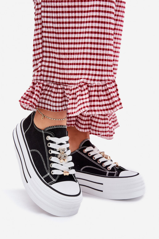 Ležérní obuv s platformou Ze zlaté barvymi Przypinkami Černé Fiorina Ležérní obuv s platformou Ze zlaté barvymi Przypinkami Černé Fiorina